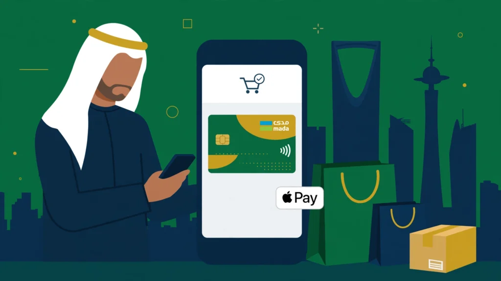 Saudi customer paying online with mada and Apple Pay for an ecommerce order